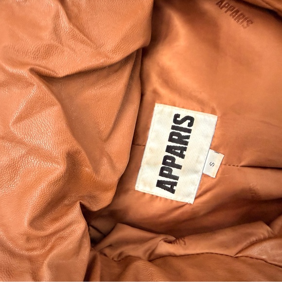 Apparis Tan faux leather Puffer Jacket - Picture 3 of 5